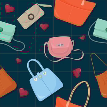 Fashion Hand Bag in Seamless Pattern vector
