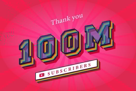 100m subscribers celebration thank you social media banner. 100 million subscribers 3d rendering vector