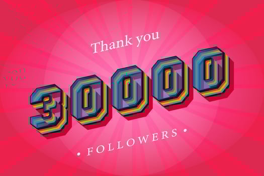 Thank you 30000 social followers and subscribers with numbers Trendy Retro text effect 3d render vector