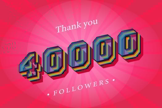 Thank you 40000 social followers and subscribers with numbers Trendy Retro text effect 3d render vector