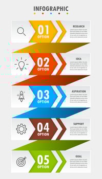 Infographic template with the image of 5 rectangles vector