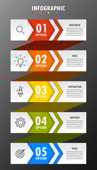 Infographic template with the image of 5 rectangles vector