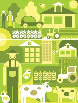Village landscape vector illustration