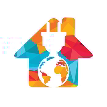 Global electric cord vector logo design template. Global home power logo concept.