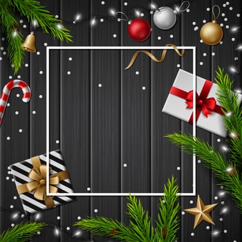 Christmas red background with christmas elements vector