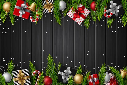 Christmas red background with christmas elements vector