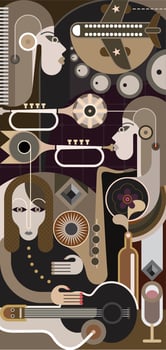Woman Playing Musical Instrument vector