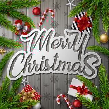 Christmas red background with christmas elements vector