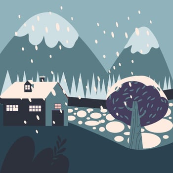 Winter flat illustration landscape vector