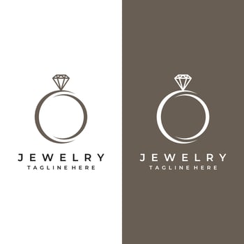 Jewelry ring abstract logo template design with luxury diamonds or gems.Isolated on black and white background.Logo can be for jewelry brands and signs. vector