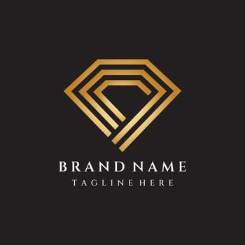 Jewelry ring abstract logo template design with luxury diamonds or gems.Isolated on black and white background.Logo can be for jewelry brands and signs. vector