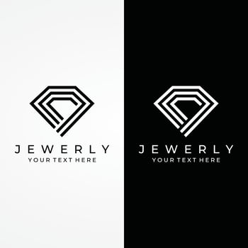 Jewelry ring abstract logo template design with luxury diamonds or gems.Isolated on black and white background.Logo can be for jewelry brands and signs. vector