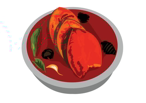 Fish curry Indian and Pakistani food food illustration vector