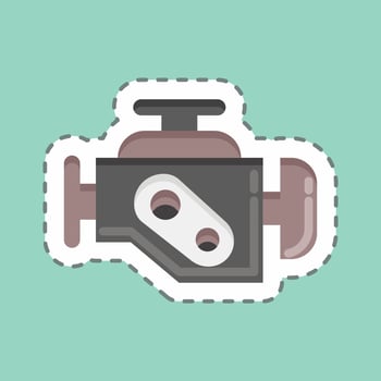 Sticker line cut Engine Warning. suitable for Automotive symbol. simple design editable. design template vector. simple illustration vector