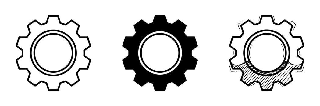 Vector illustration of gear icon set isolated on white background