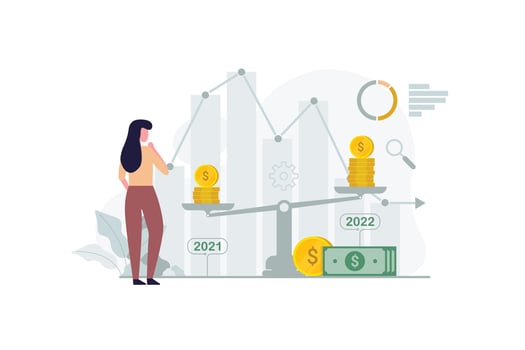 Economic crisis financial inflation design concept. Growing up prices for goods and value of money recession vector illustration