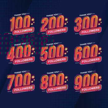 Thank you followers congratulation banner and card vector