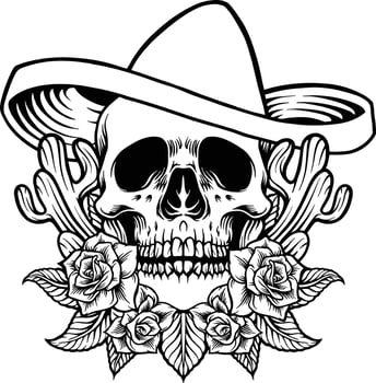 Cinco de Mayo  Mexican Skull Logo Silhouette vector