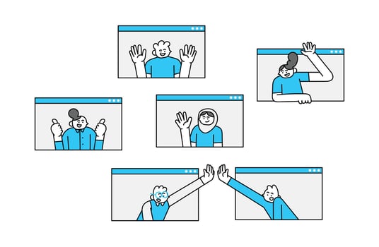Online Meeting Hand Drawn Character Illustration vector
