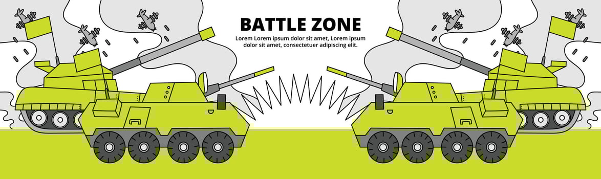 Military battle zone concept banner hand drawn illustration vector