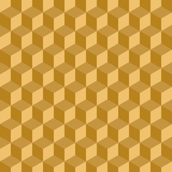 Gold geometric 3d cubes pattern. Abstract background. vector