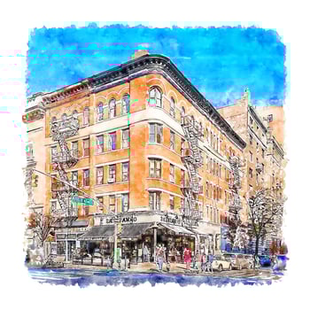 Architecture New York Watercolor sketch hand drawn illustration vector