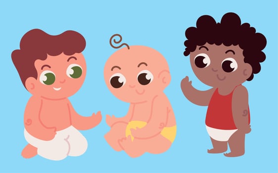 set of cartoon toddler boys vector
