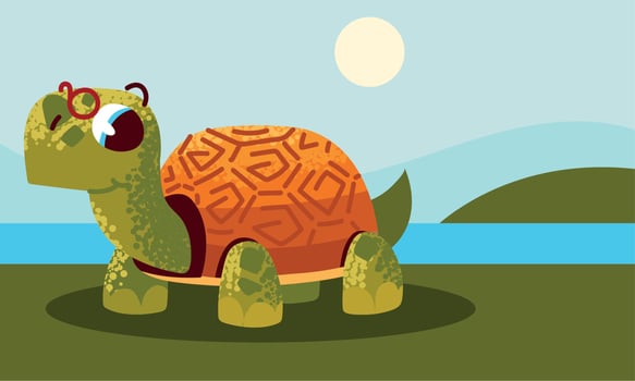 little cute turtle vector
