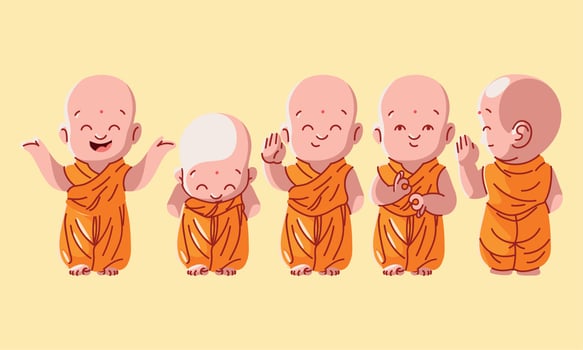set of cute monks vector