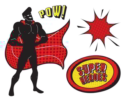 superhero and comic text vector