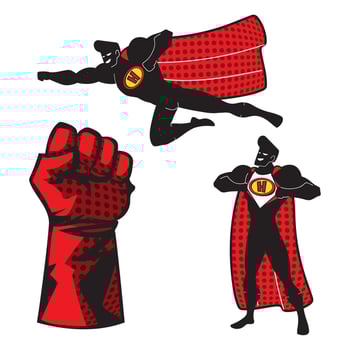 superhero male set vector