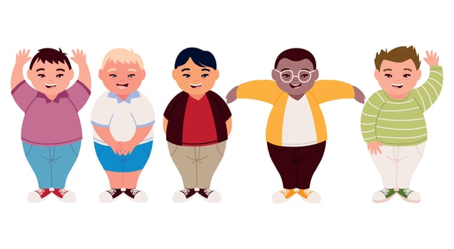 set of boys with down syndrome vector