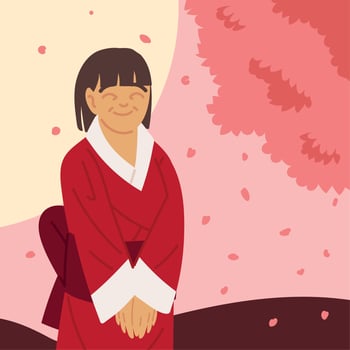 japanese senior woman vector