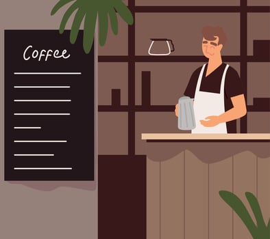 barista behind of counter vector