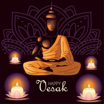happy vesak celebration card vector