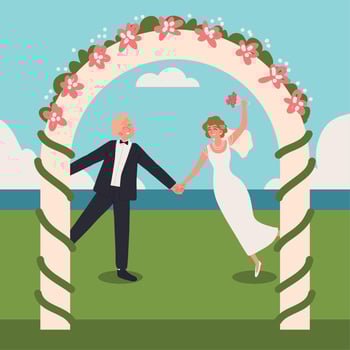 celebrating bride and groom vector