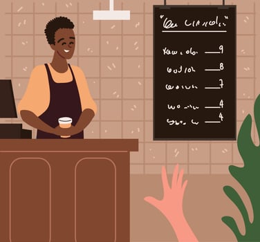 employee in restaurant counter vector