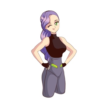 Anime winking girl vector
