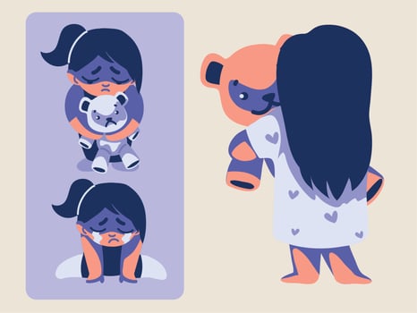 set of girl child abuse vector