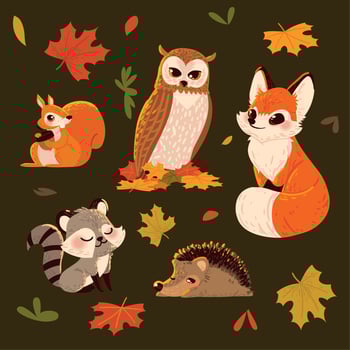 set of autumn season vector