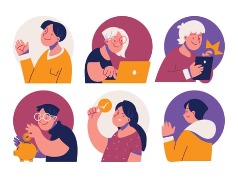set of people and marketing vector