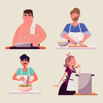 set people cooking vector