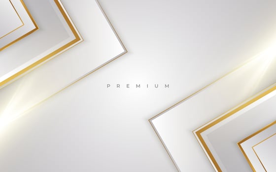 Luxury White and Gold Background with Golden Lines and Paper Cut Style. Premium Gray and Gold Background for Award, Nomination, Ceremony, Formal Invitation or Certificate Design vector
