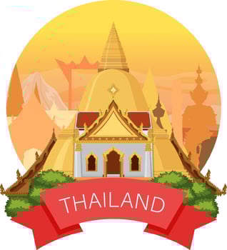 Bangkok Thailand Landmark Logo Banner vector
