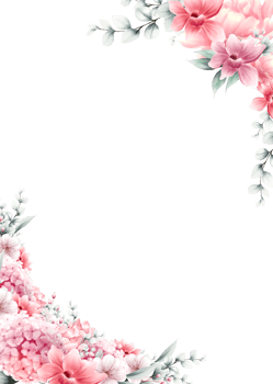 pink flower frame watercolor png