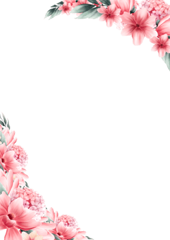 pink flower frame watercolor png