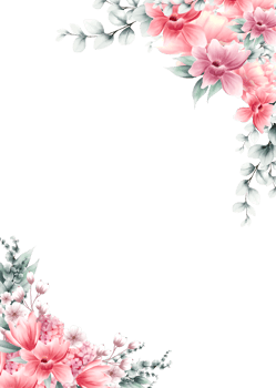pink flower frame watercolor png