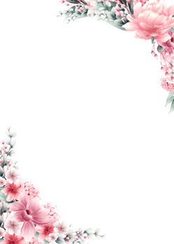 pink flower frame watercolor png