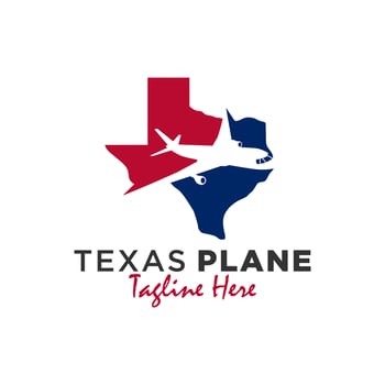 texas airplane transportation logo design vector