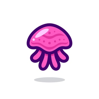 jellyfish logo. cute jellyfish cartoon vector. pink jelly fish mascot icon logo vector illustration